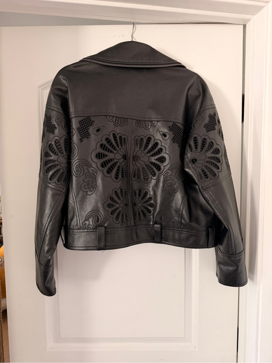 Anthropologie Jackets & Blazers - Anthropologie Black Faux Leather Moto Jacket with Notch Lapel